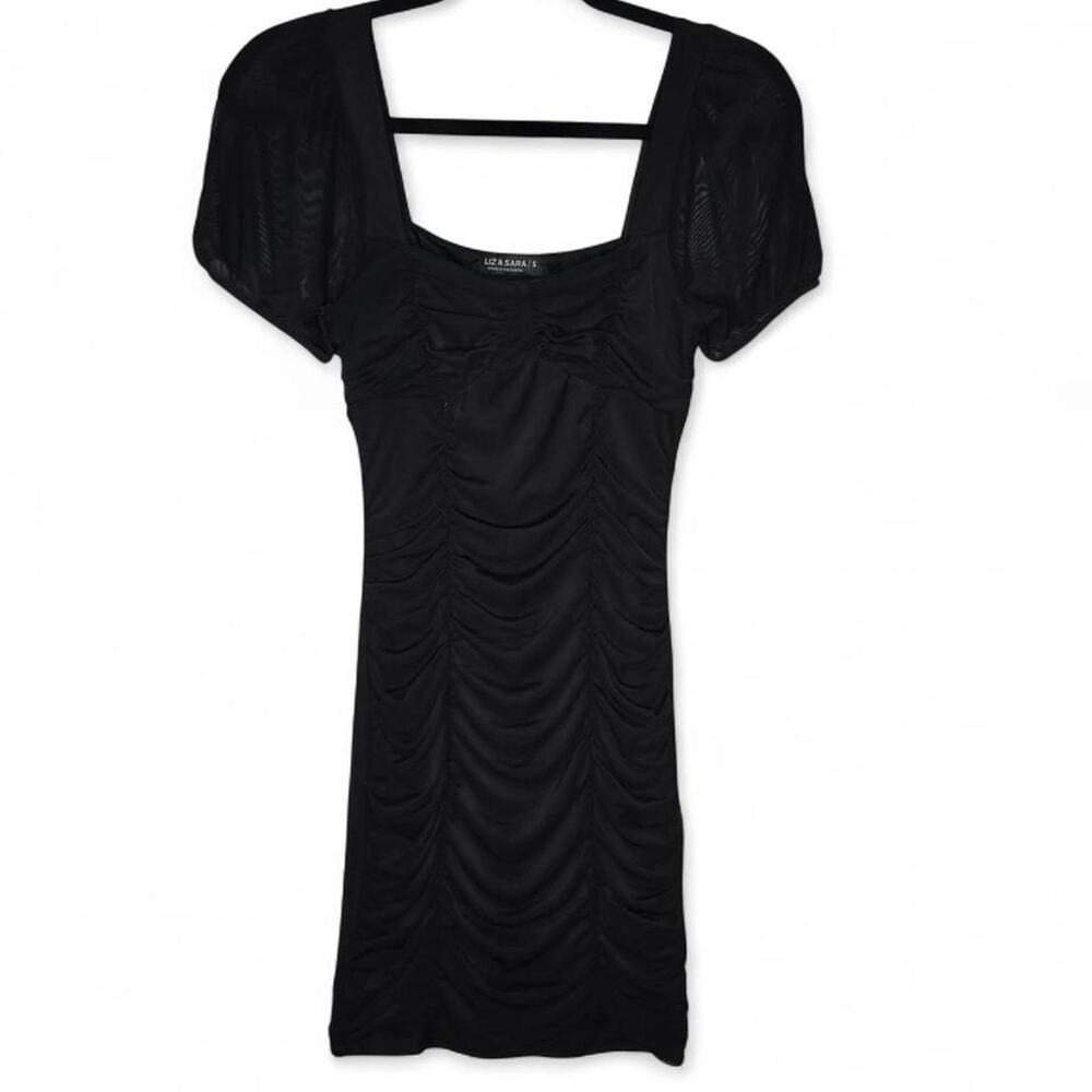 Liz & Sara Black Ruched Mini Dress Women’s Small